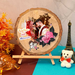 Natural wooden slice photo frame